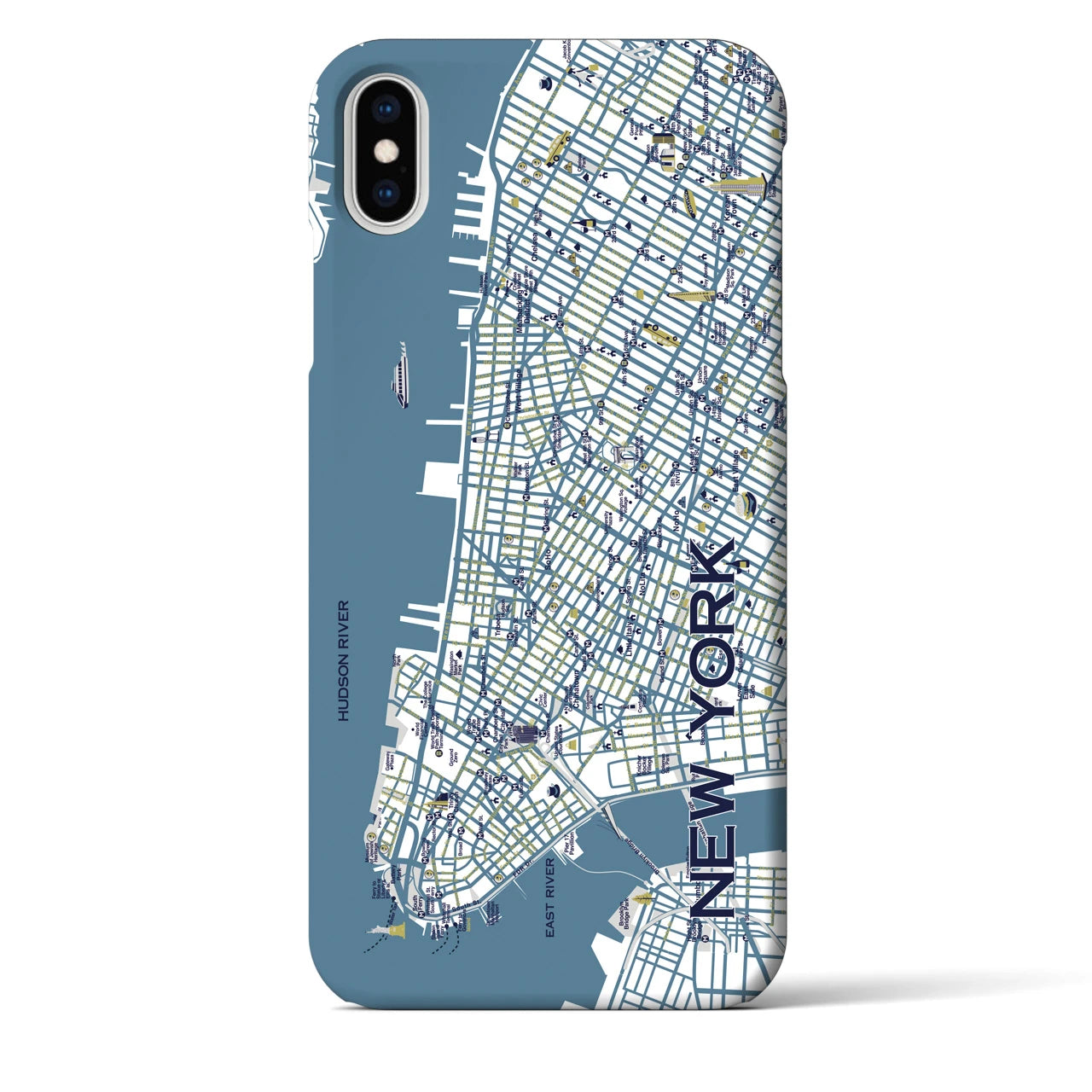 【ニューヨーク（イラスト）】地図柄iPhoneケース（バックカバータイプ・ブライト）iPhone XS Max 用