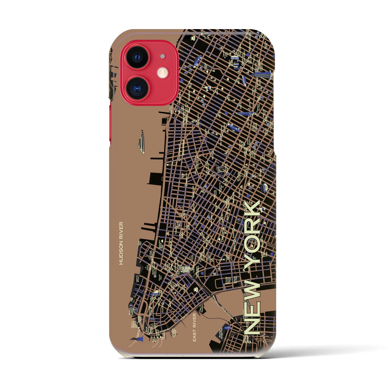 【ニューヨーク（イラスト）】地図柄iPhoneケース（バックカバータイプ・ダーク）iPhone 11 用