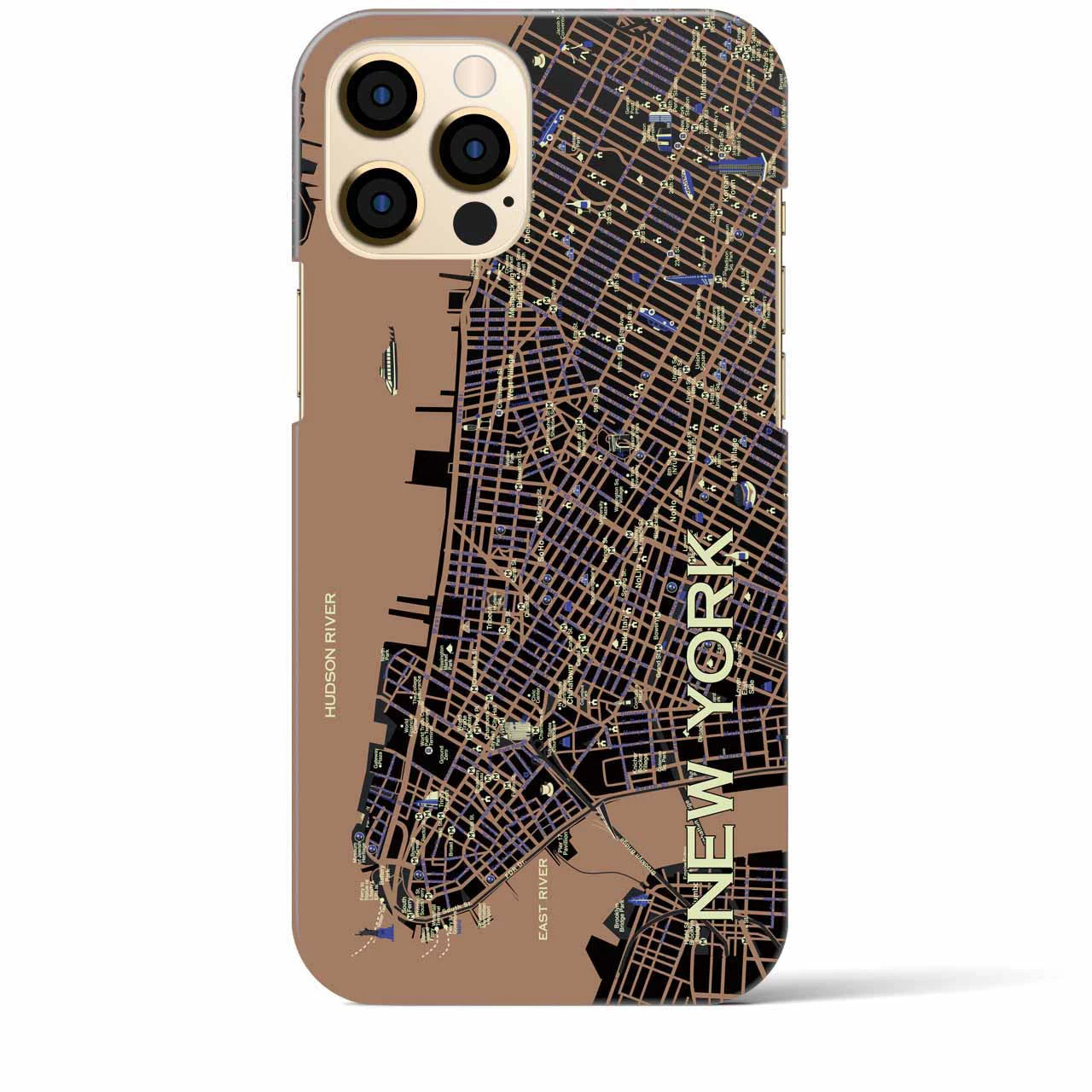 【ニューヨーク（イラスト）】地図柄iPhoneケース（バックカバータイプ・ダーク）iPhone 12 Pro Max 用