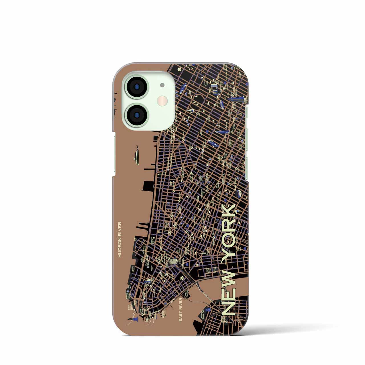 【ニューヨーク（イラスト）】地図柄iPhoneケース（バックカバータイプ・ダーク）iPhone 12 mini 用