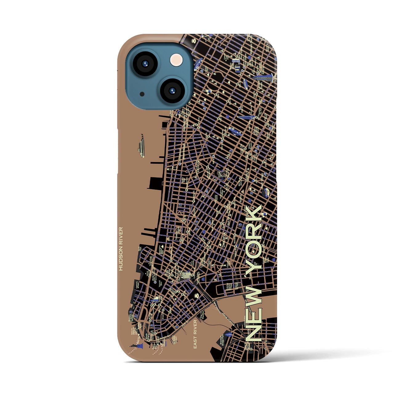 【ニューヨーク（イラスト）】地図柄iPhoneケース（バックカバータイプ・ダーク）iPhone 13 用