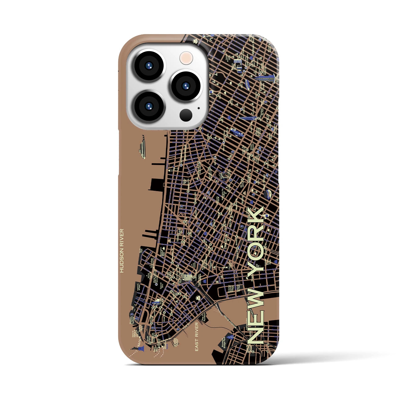 【ニューヨーク（イラスト）】地図柄iPhoneケース（バックカバータイプ・ダーク）iPhone 13 Pro 用