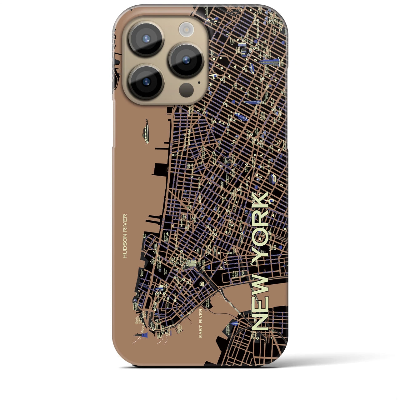 【ニューヨーク（イラスト）】地図柄iPhoneケース（バックカバータイプ・ダーク）iPhone 14 Pro Max 用