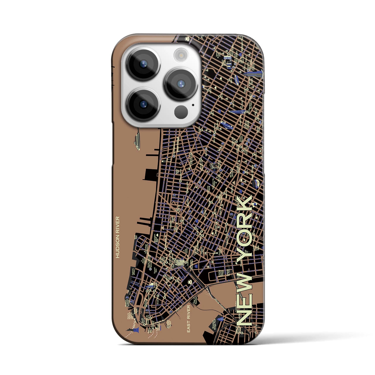 【ニューヨーク（イラスト）】地図柄iPhoneケース（バックカバータイプ・ダーク）iPhone 14 Pro 用