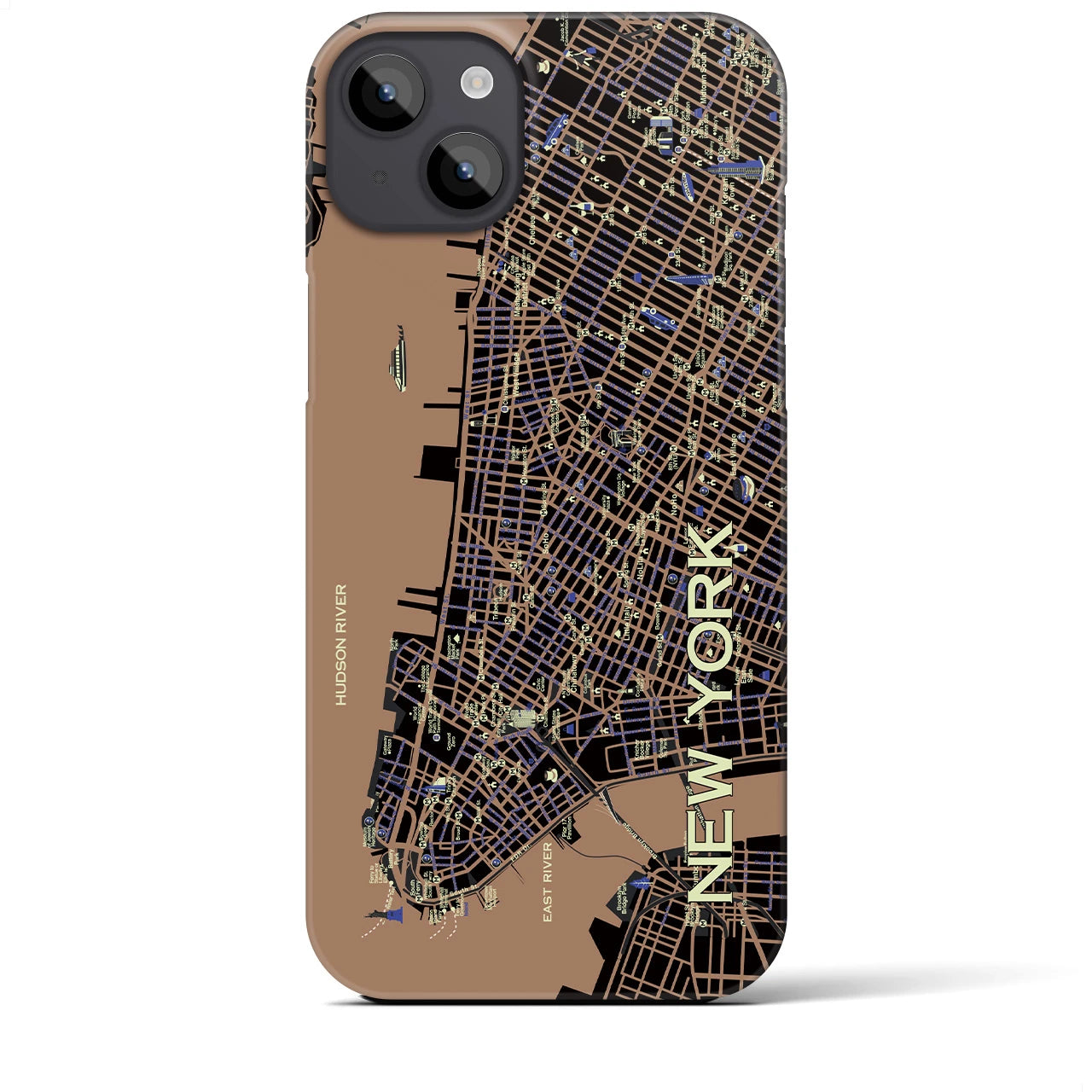 【ニューヨーク（イラスト）】地図柄iPhoneケース（バックカバータイプ・ダーク）iPhone 14 Plus 用
