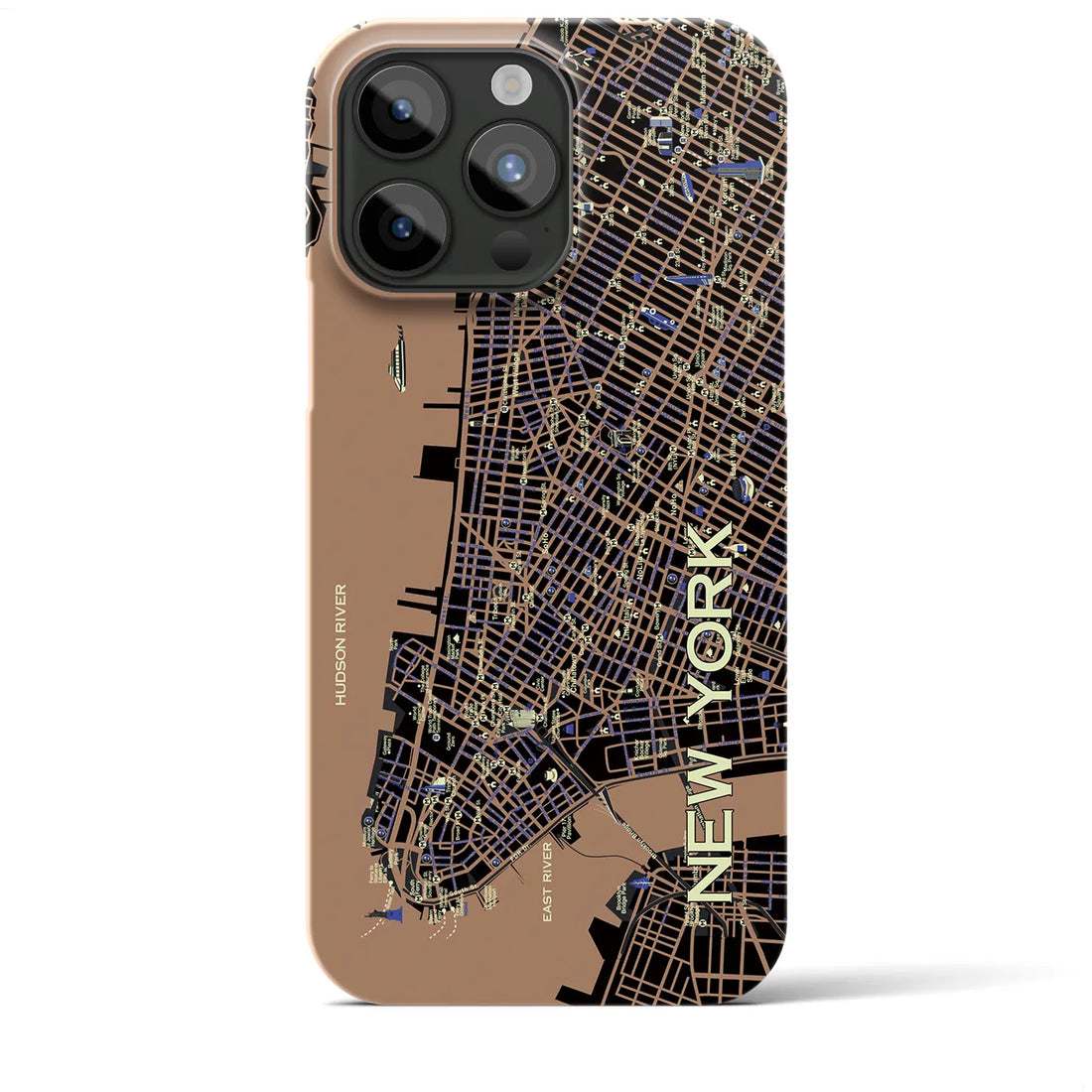 【ニューヨーク（イラスト）】地図柄iPhoneケース（バックカバータイプ・ダーク）iPhone 15 Pro Max 用