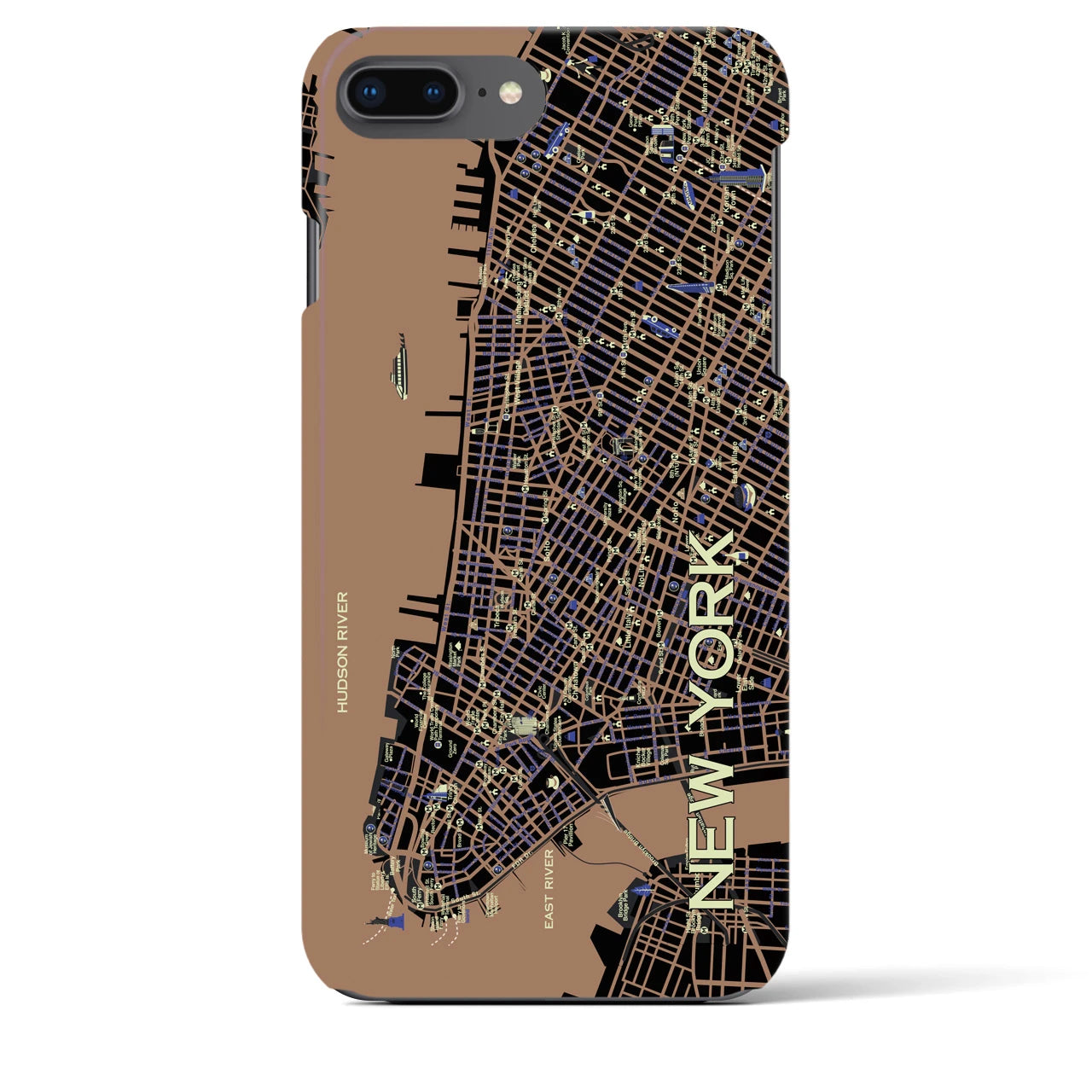 【ニューヨーク（イラスト）】地図柄iPhoneケース（バックカバータイプ・ダーク）iPhone 8Plus /7Plus / 6sPlus / 6Plus 用