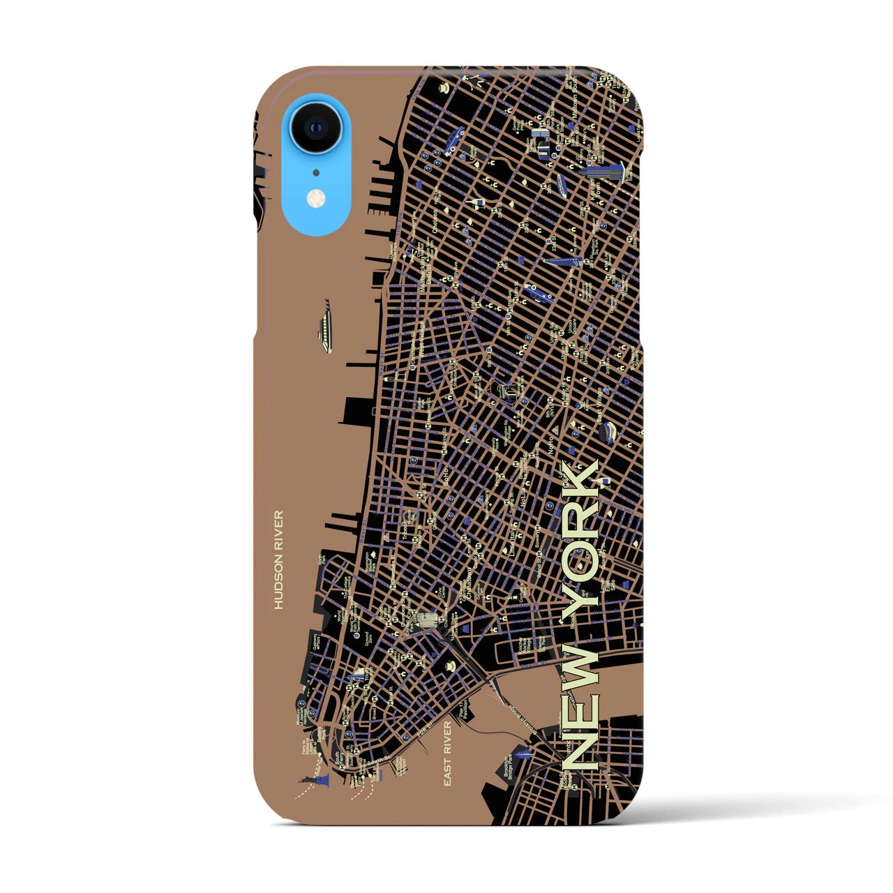 【ニューヨーク（イラスト）】地図柄iPhoneケース（バックカバータイプ・ダーク）iPhone XR 用