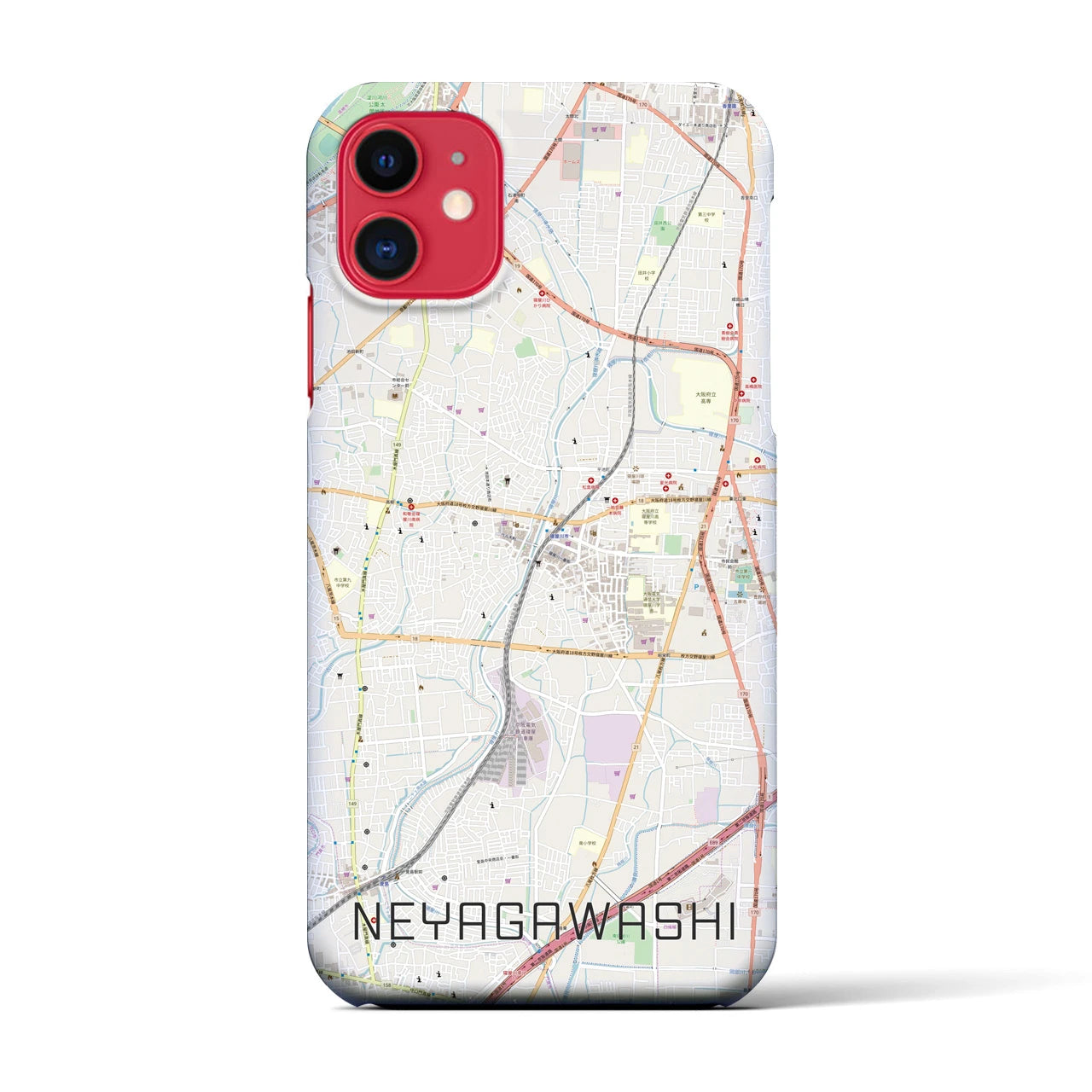 【寝屋川市】地図柄iPhoneケース（バックカバータイプ・ナチュラル）iPhone 11 用