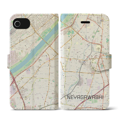 【寝屋川市（大阪府）】地図柄iPhoneケース（手帳タイプ）ナチュラル・iPhone SE（第3 / 第2世代） / 8 / 7 / 6s / 6 用