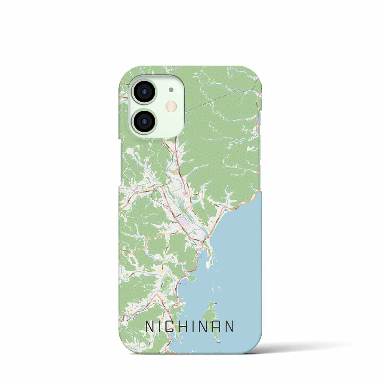【日南】地図柄iPhoneケース（バックカバータイプ・ナチュラル）iPhone 12 mini 用