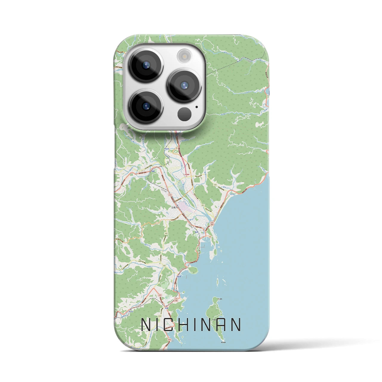 【日南】地図柄iPhoneケース（バックカバータイプ・ナチュラル）iPhone 14 Pro 用