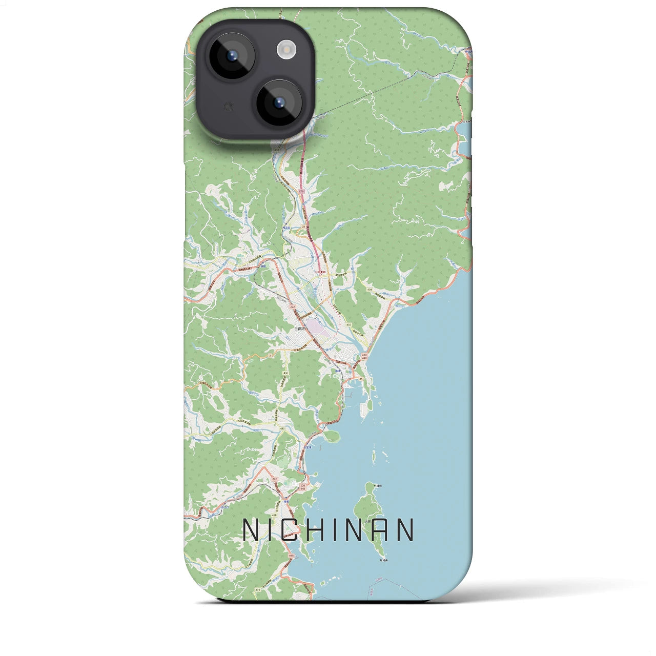 【日南】地図柄iPhoneケース（バックカバータイプ・ナチュラル）iPhone 14 Plus 用