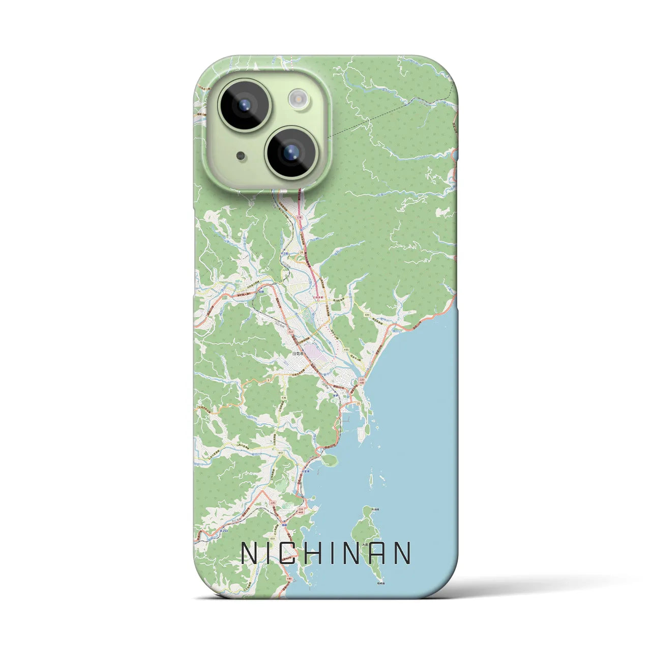 【日南】地図柄iPhoneケース（バックカバータイプ・ナチュラル）iPhone 15 用
