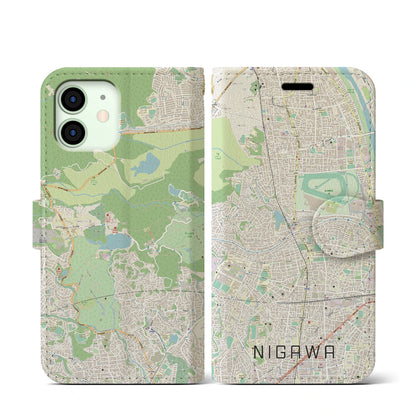 【仁川（兵庫県）】地図柄iPhoneケース（手帳タイプ）ナチュラル・iPhone 12 mini 用