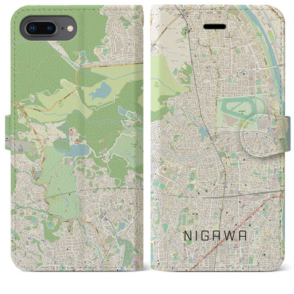 【仁川（兵庫県）】地図柄iPhoneケース（手帳タイプ）ナチュラル・iPhone 8Plus /7Plus / 6sPlus / 6Plus 用