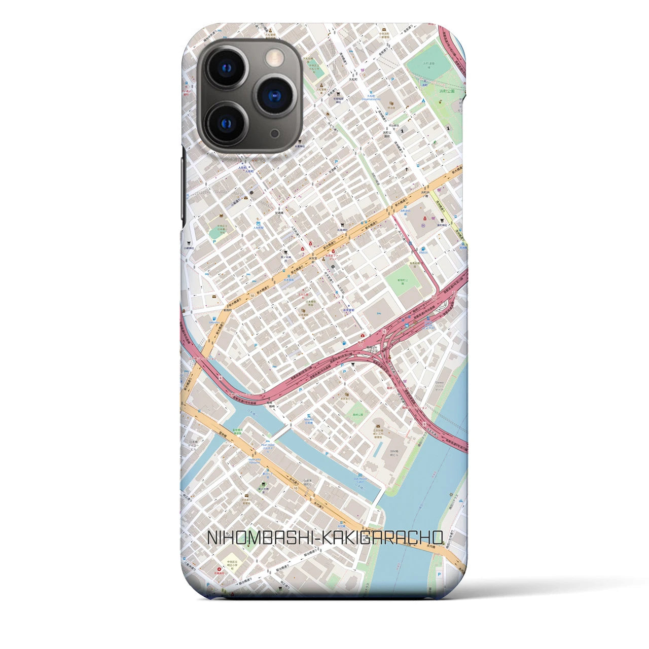 【日本橋蛎殻町】地図柄iPhoneケース（バックカバータイプ・ナチュラル）iPhone 11 Pro Max 用