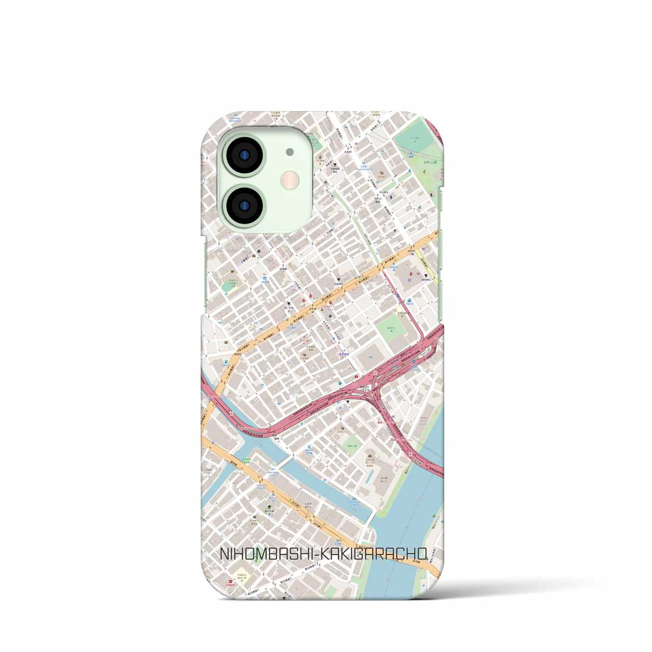 【日本橋蛎殻町】地図柄iPhoneケース（バックカバータイプ・ナチュラル）iPhone 12 mini 用