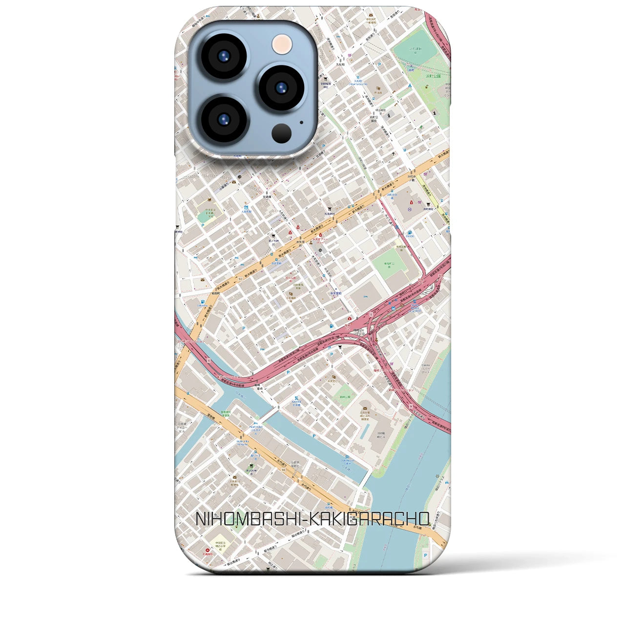 【日本橋蛎殻町】地図柄iPhoneケース（バックカバータイプ・ナチュラル）iPhone 13 Pro Max 用