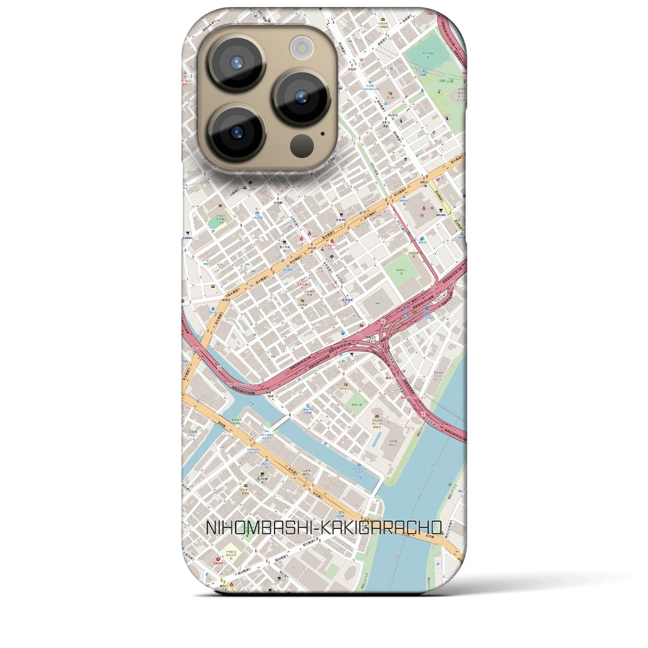 【日本橋蛎殻町】地図柄iPhoneケース（バックカバータイプ・ナチュラル）iPhone 14 Pro Max 用