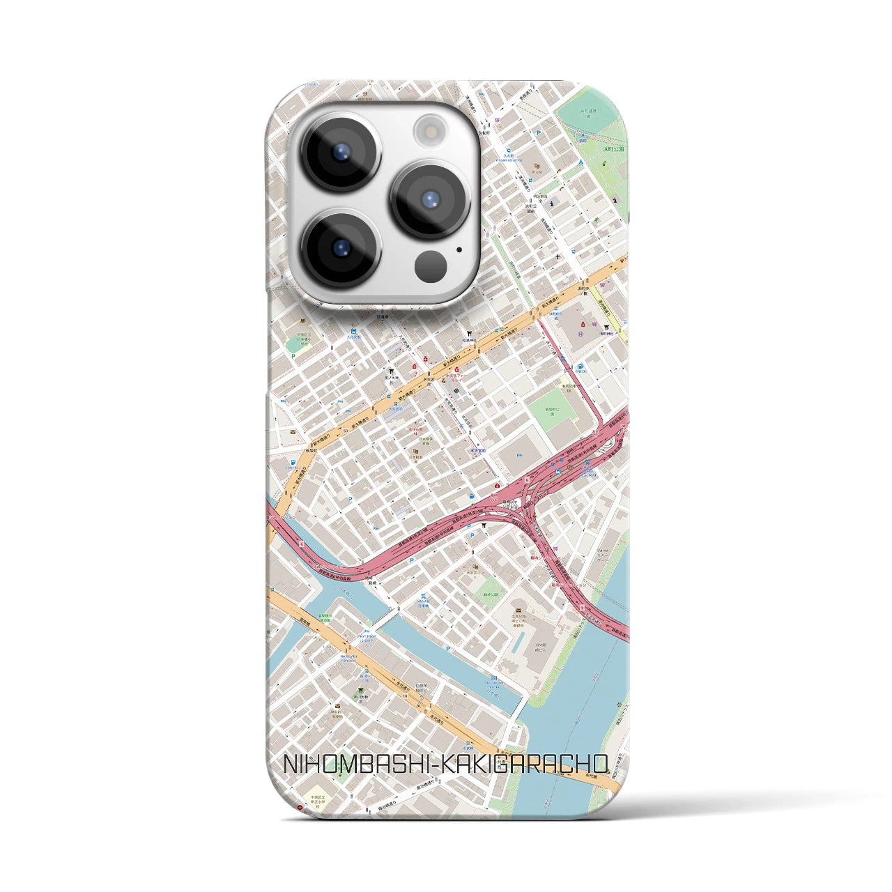 【日本橋蛎殻町】地図柄iPhoneケース（バックカバータイプ・ナチュラル）iPhone 14 Pro 用
