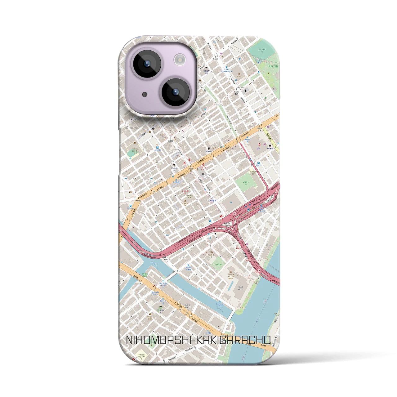 【日本橋蛎殻町】地図柄iPhoneケース（バックカバータイプ・ナチュラル）iPhone 14 用