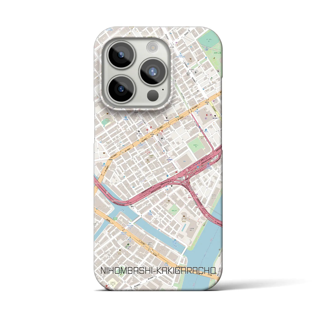 【日本橋蛎殻町】地図柄iPhoneケース（バックカバータイプ・ナチュラル）iPhone 15 Pro 用
