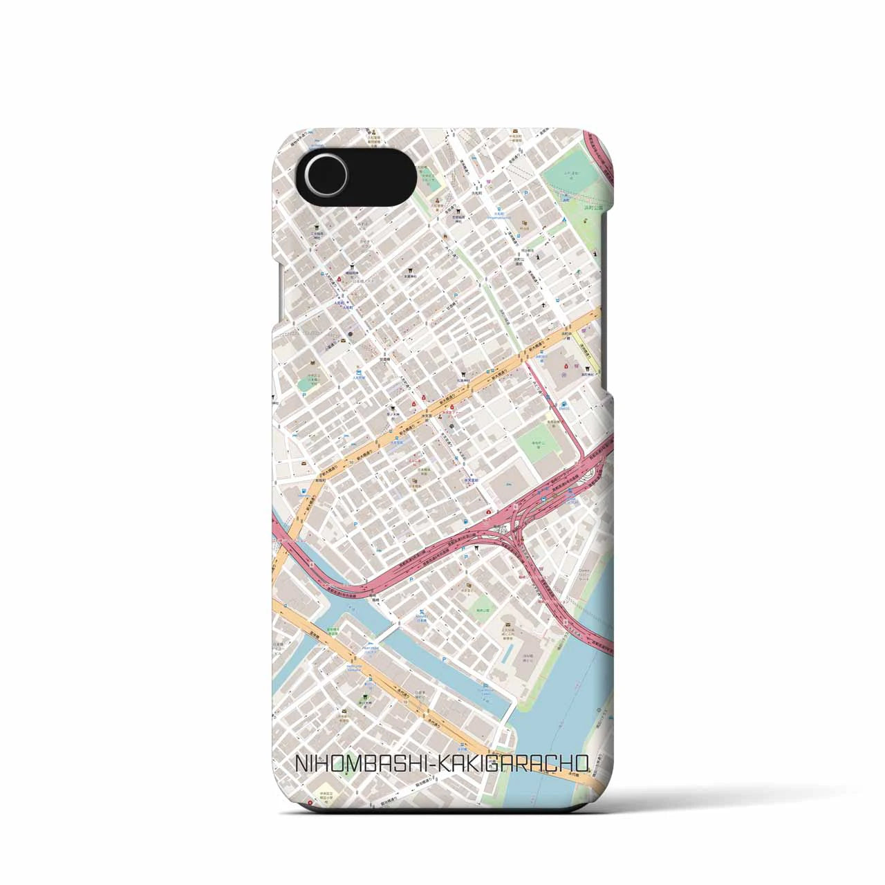 【日本橋蛎殻町】地図柄iPhoneケース（バックカバータイプ・ナチュラル）iPhone SE（第3 / 第2世代） / 8 / 7 / 6s / 6 用