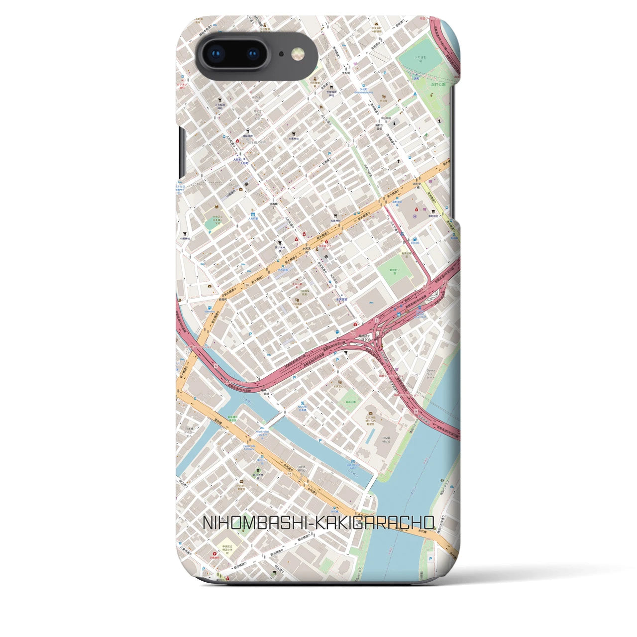 【日本橋蛎殻町】地図柄iPhoneケース（バックカバータイプ・ナチュラル）iPhone 8Plus /7Plus / 6sPlus / 6Plus 用