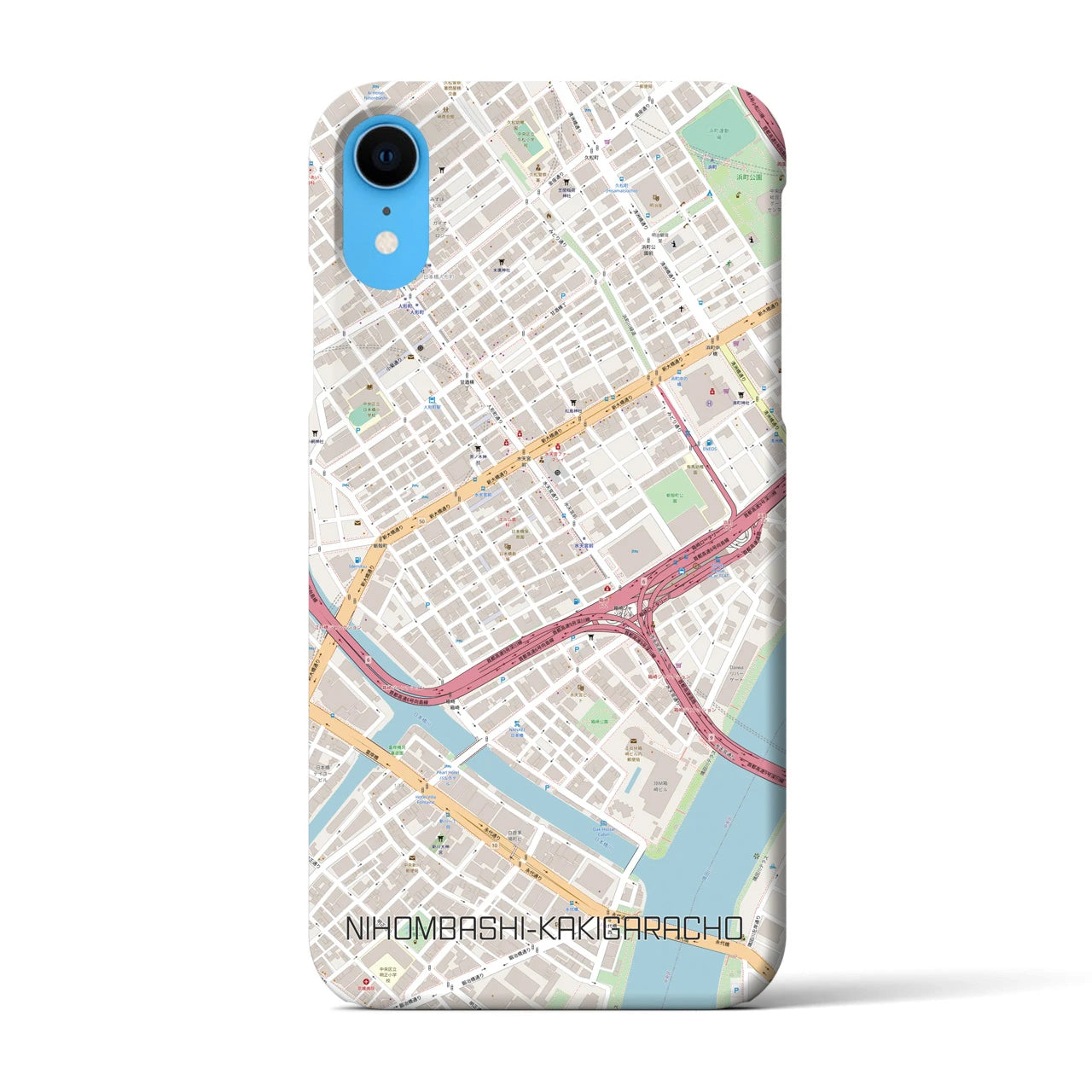 【日本橋蛎殻町】地図柄iPhoneケース（バックカバータイプ・ナチュラル）iPhone XR 用