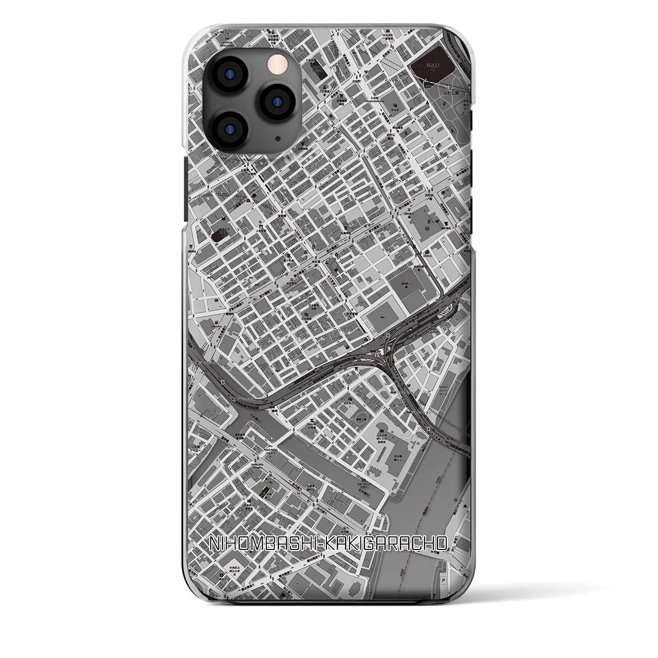 【日本橋蛎殻町】地図柄iPhoneケース（クリアタイプ・モノトーン）iPhone 11 Pro Max 用