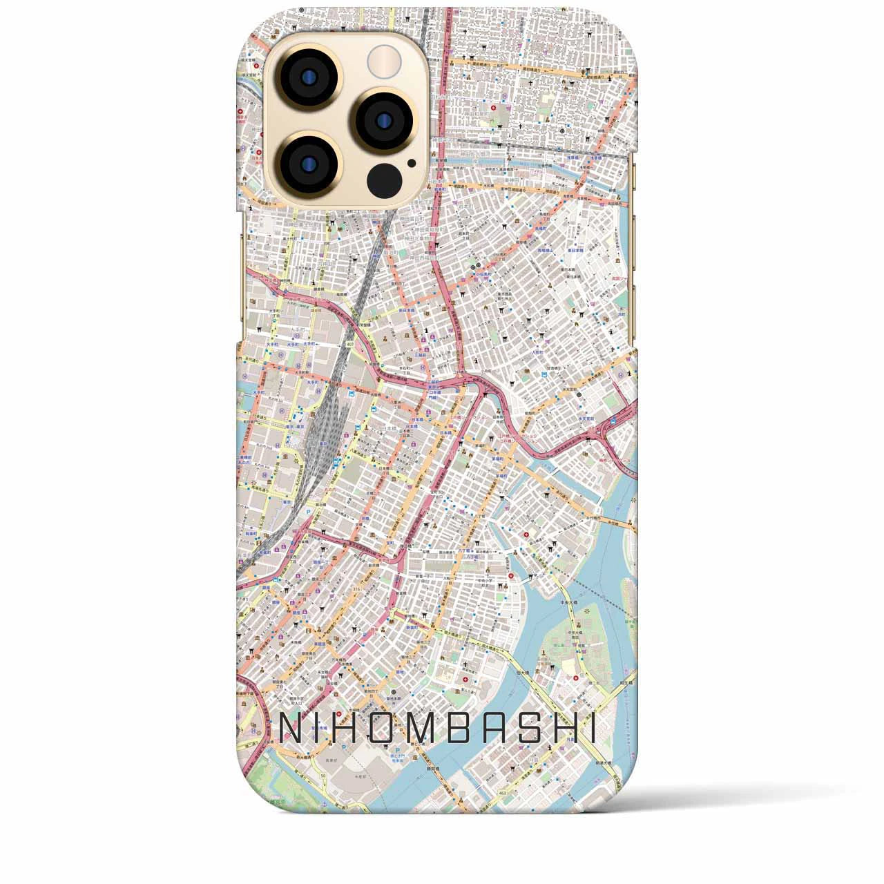 【日本橋】地図柄iPhoneケース（バックカバータイプ・ナチュラル）iPhone 12 Pro Max 用