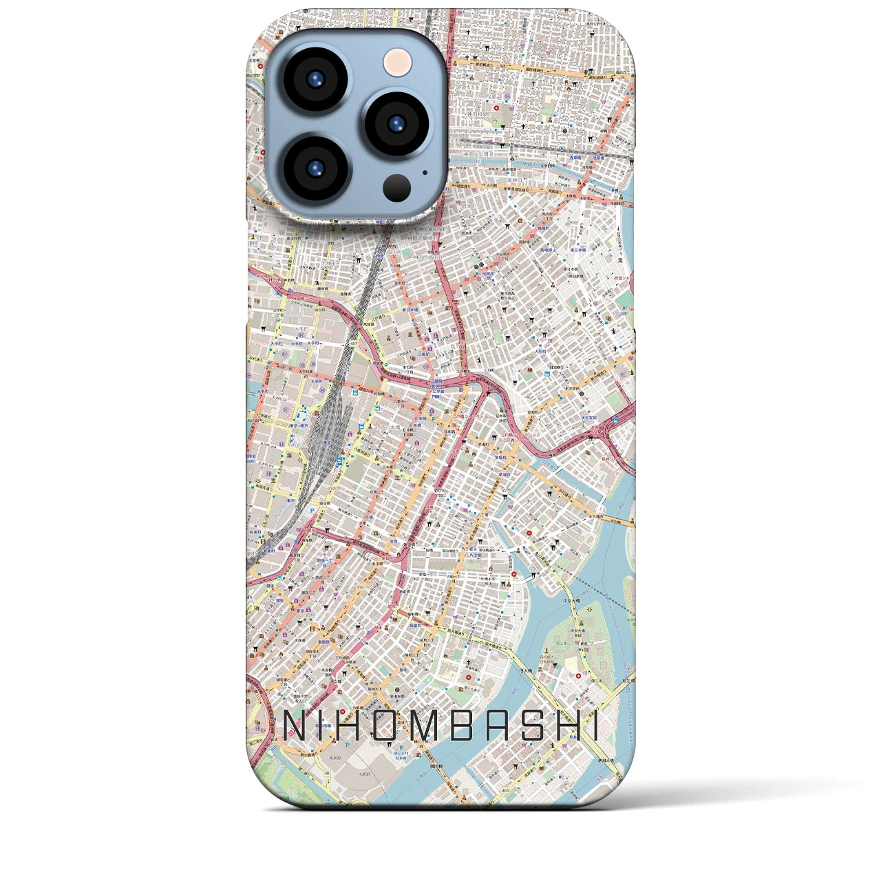 【日本橋】地図柄iPhoneケース（バックカバータイプ・ナチュラル）iPhone 13 Pro Max 用
