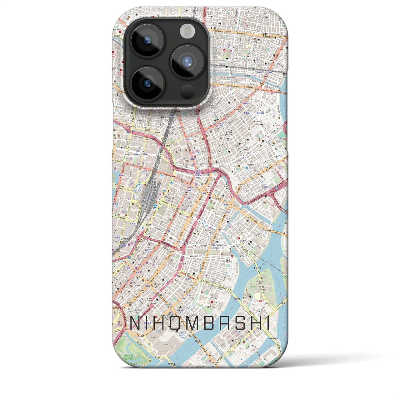 【日本橋】地図柄iPhoneケース（バックカバータイプ・ナチュラル）iPhone 15 Pro Max 用
