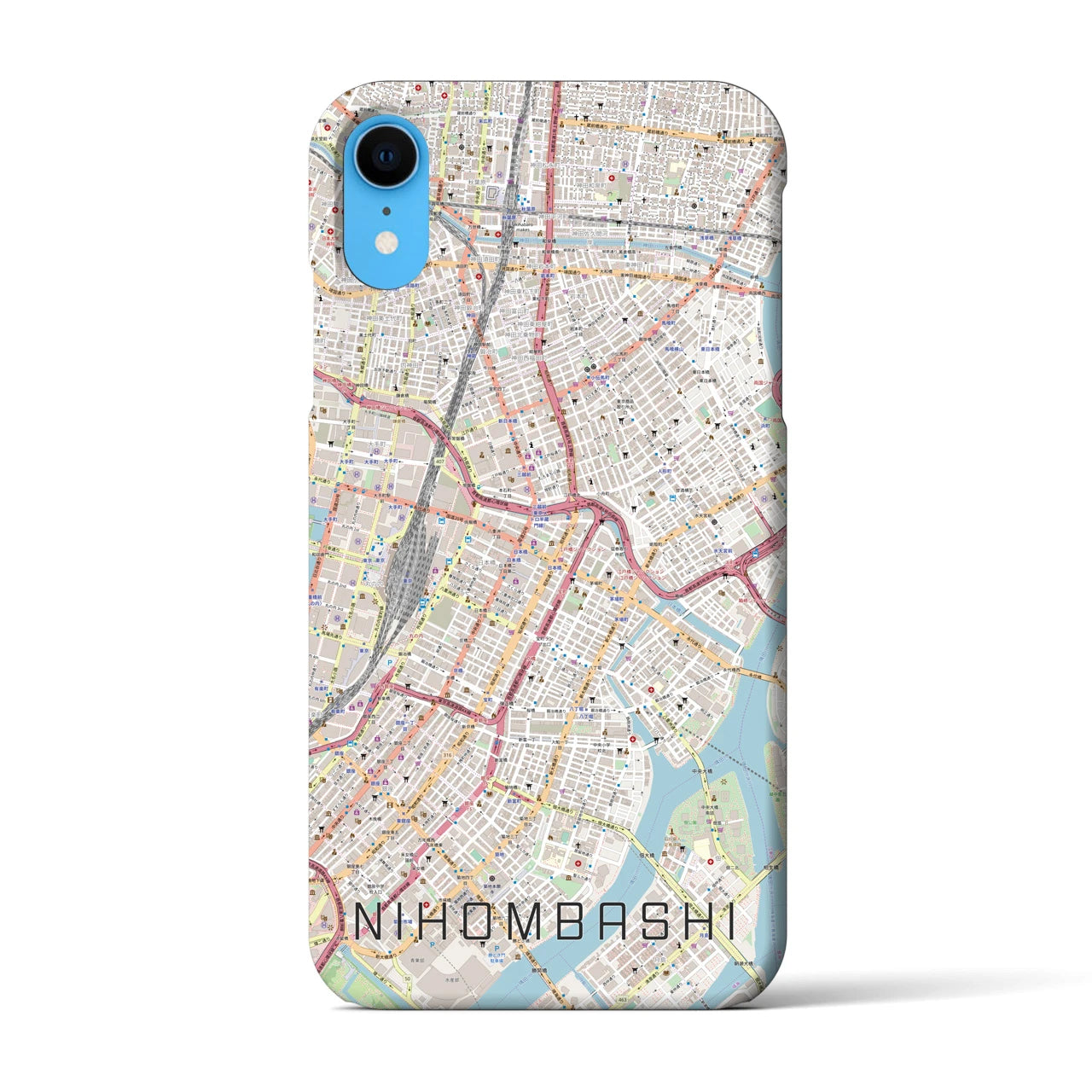 【日本橋】地図柄iPhoneケース（バックカバータイプ・ナチュラル）iPhone XR 用