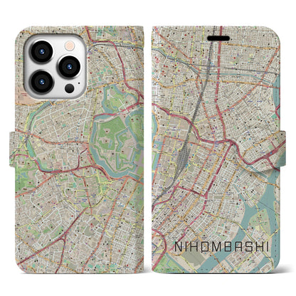 【日本橋（東京都）】地図柄iPhoneケース（手帳タイプ）ナチュラル・iPhone 13 Pro 用