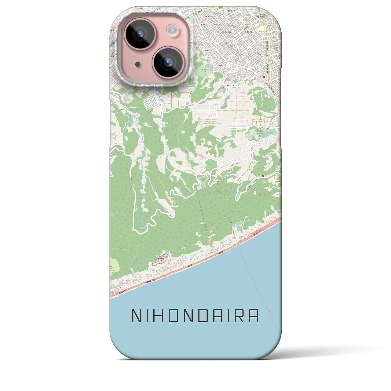 【日本平】地図柄iPhoneケース（バックカバータイプ・ナチュラル）iPhone 15 Plus 用