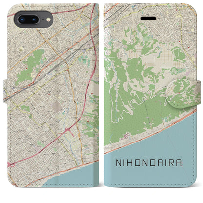 【日本平（静岡県）】地図柄iPhoneケース（手帳タイプ）ナチュラル・iPhone 8Plus /7Plus / 6sPlus / 6Plus 用