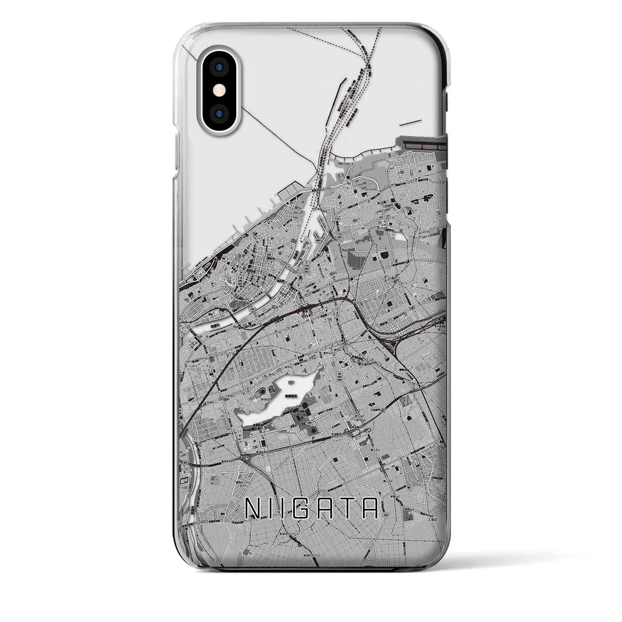 【新潟】地図柄iPhoneケース（クリアタイプ・モノトーン）iPhone XS Max 用
