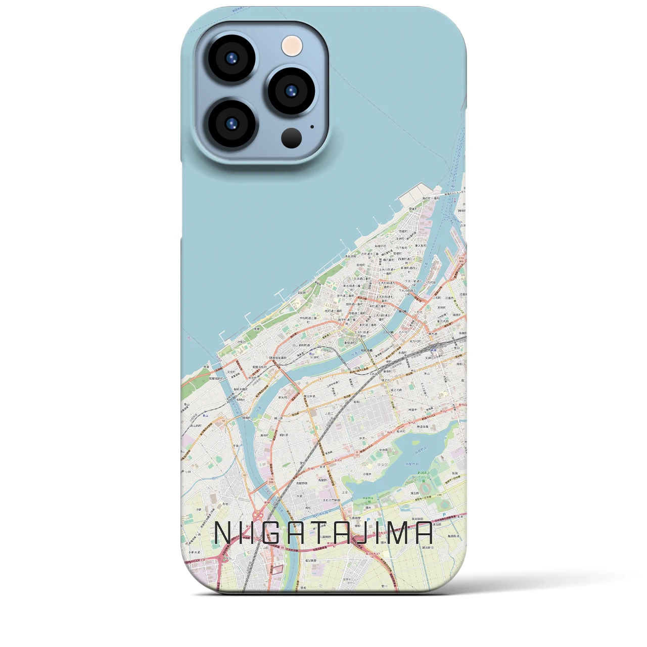 【新潟島】地図柄iPhoneケース（バックカバータイプ・ナチュラル）iPhone 13 Pro Max 用