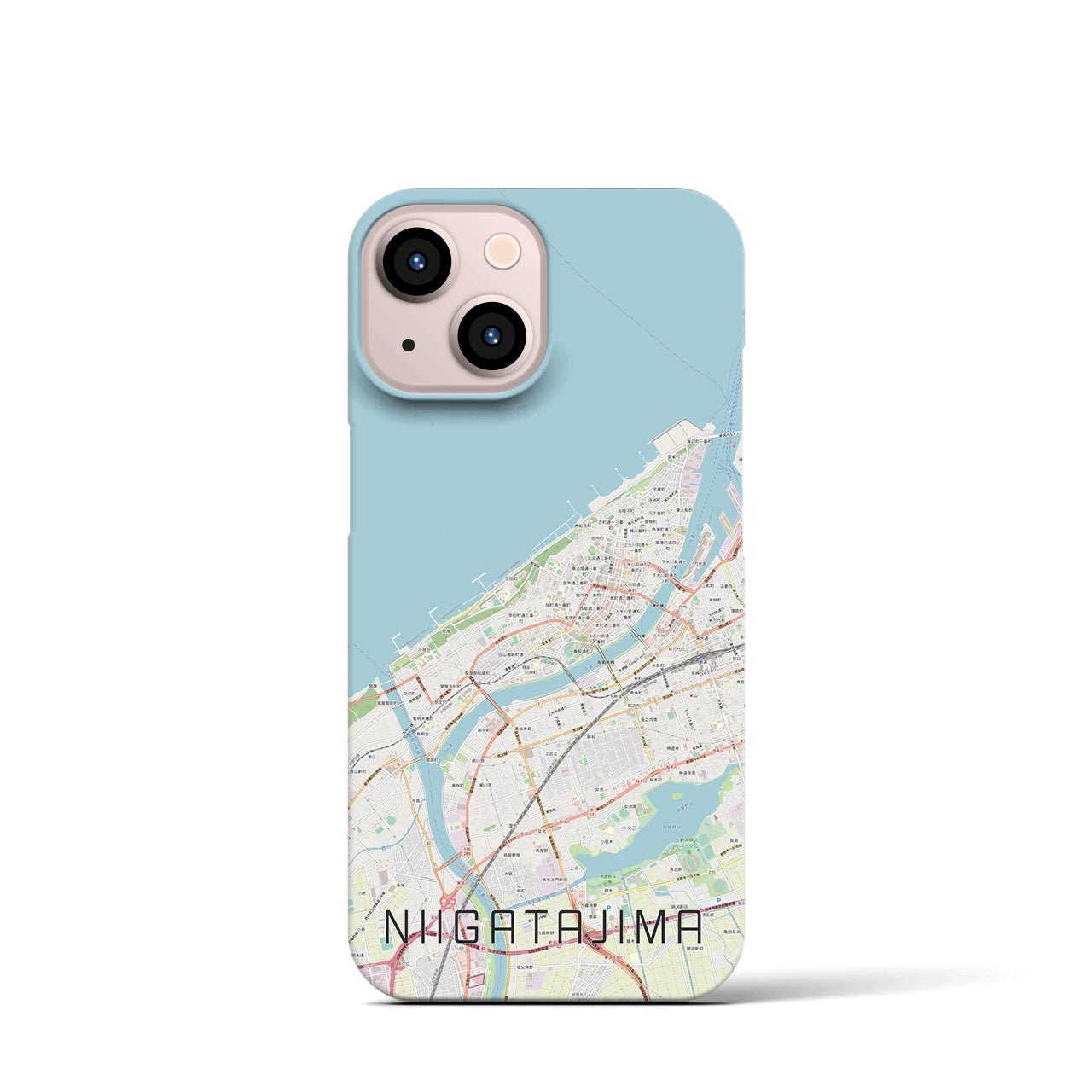 【新潟島】地図柄iPhoneケース（バックカバータイプ・ナチュラル）iPhone 13 mini 用