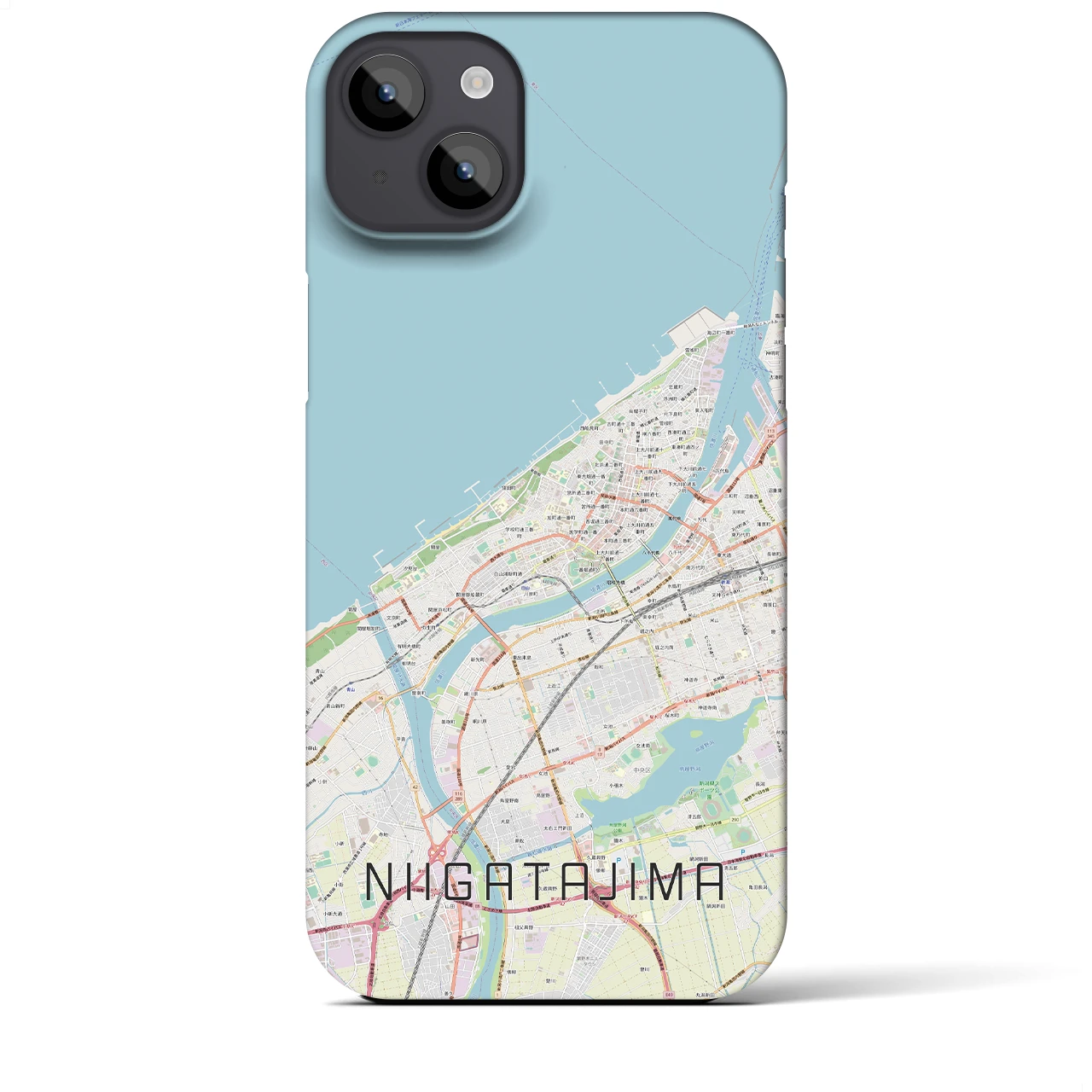【新潟島】地図柄iPhoneケース（バックカバータイプ・ナチュラル）iPhone 14 Plus 用