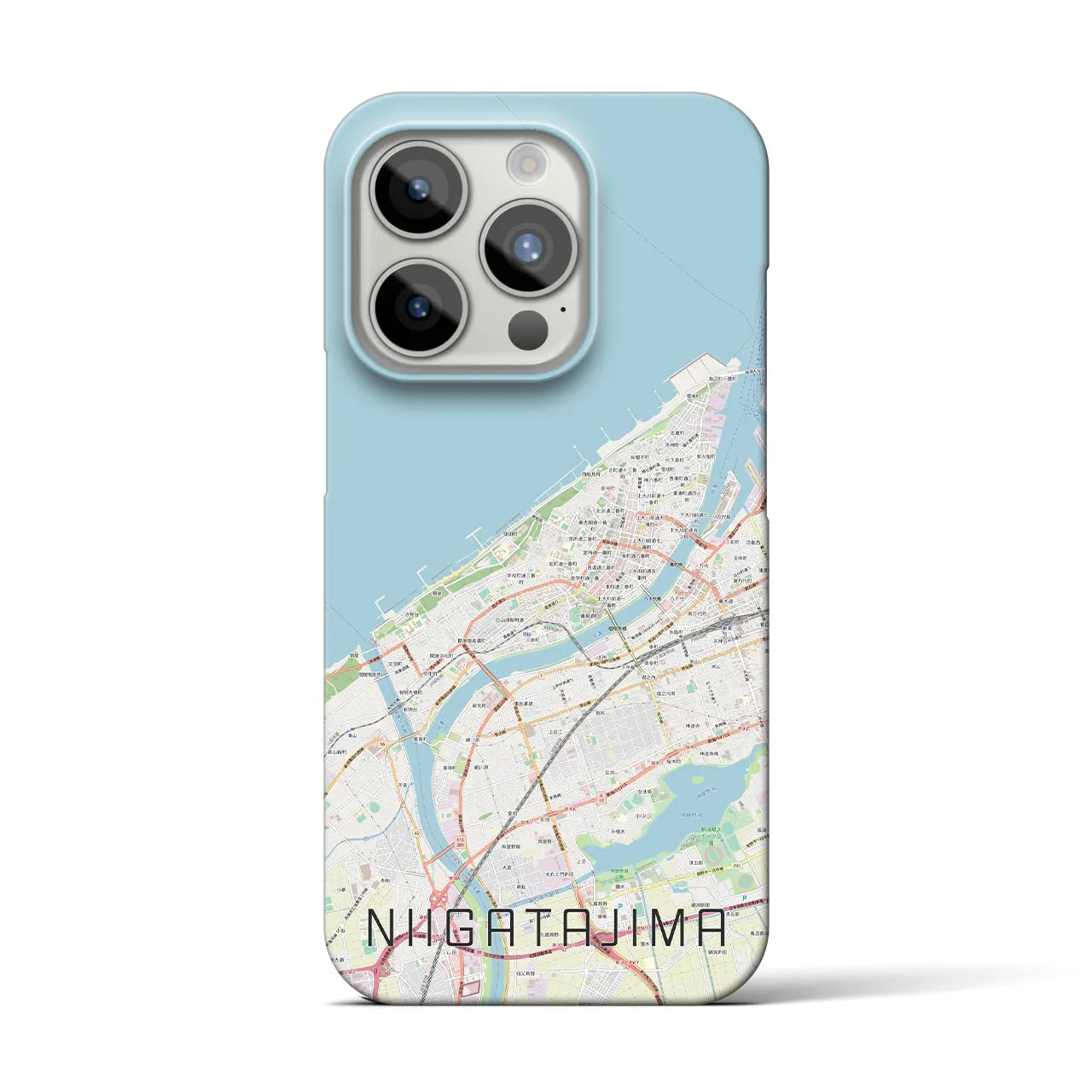 【新潟島】地図柄iPhoneケース（バックカバータイプ・ナチュラル）iPhone 15 Pro 用