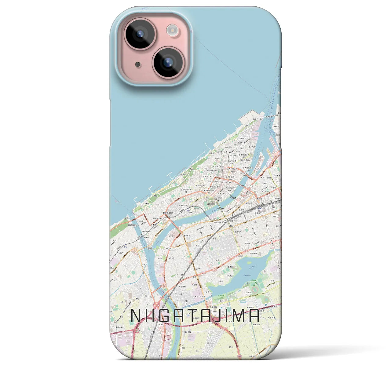 【新潟島】地図柄iPhoneケース（バックカバータイプ・ナチュラル）iPhone 15 Plus 用