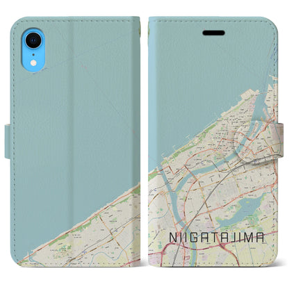 【新潟島（新潟県）】地図柄iPhoneケース（手帳タイプ）ナチュラル・iPhone XR 用