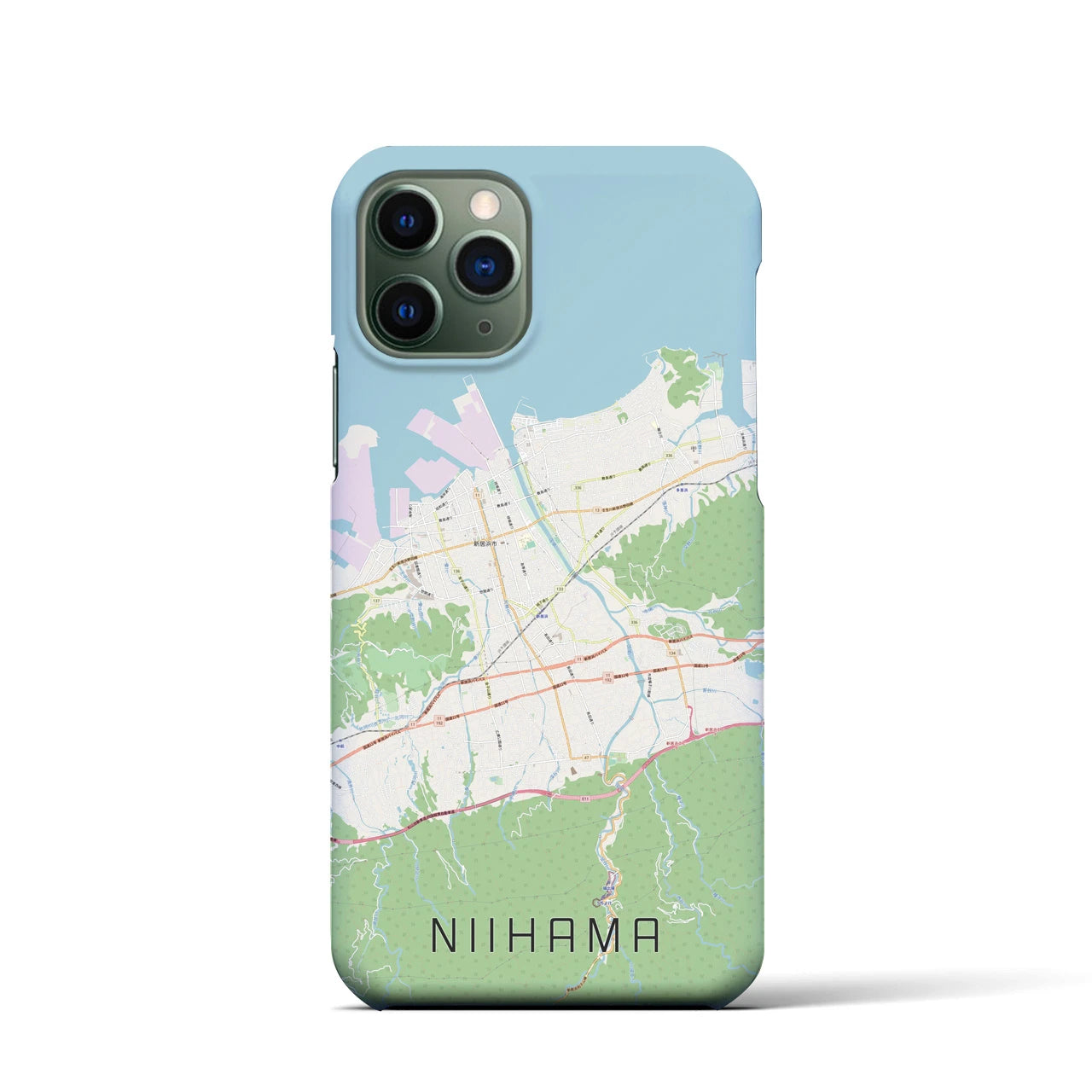 【新居浜】地図柄iPhoneケース（バックカバータイプ・ナチュラル）iPhone 11 Pro 用