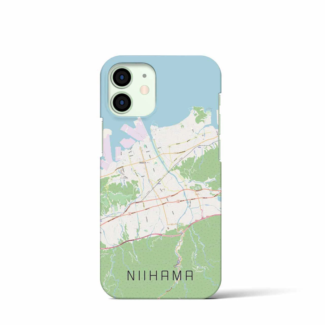 【新居浜】地図柄iPhoneケース（バックカバータイプ・ナチュラル）iPhone 12 mini 用
