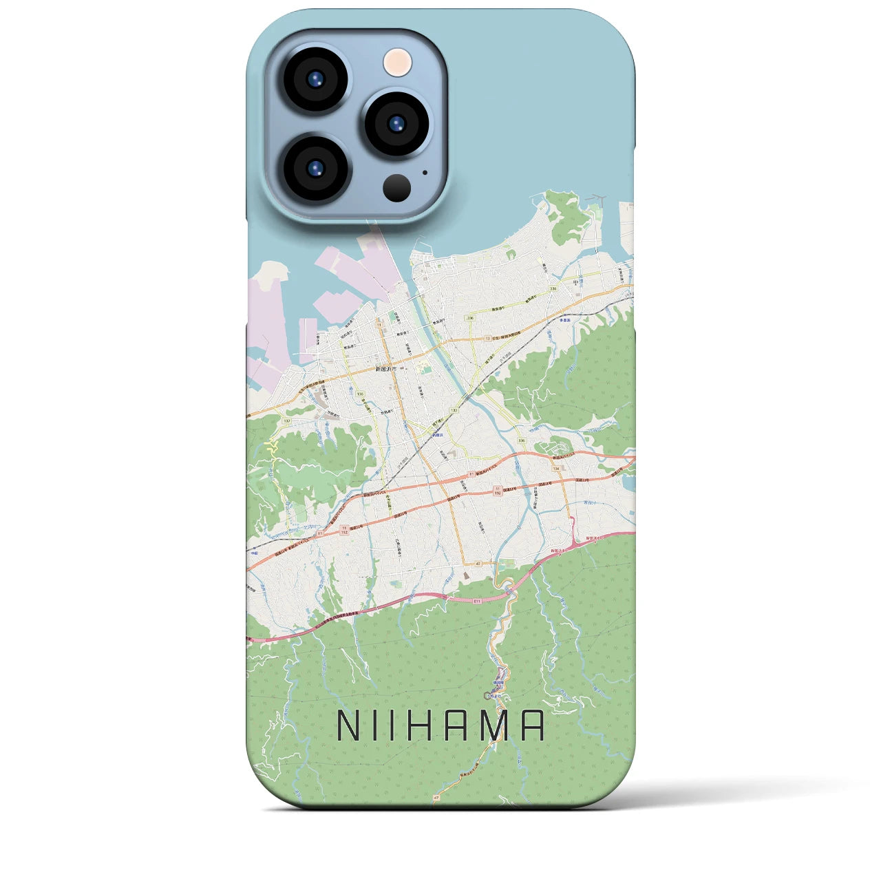 【新居浜】地図柄iPhoneケース（バックカバータイプ・ナチュラル）iPhone 13 Pro Max 用