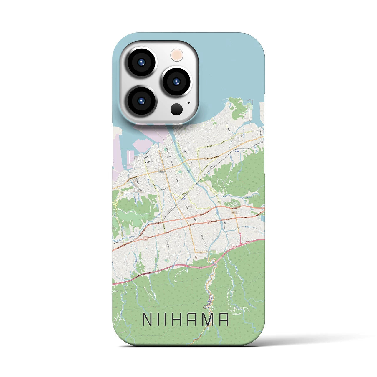 【新居浜】地図柄iPhoneケース（バックカバータイプ・ナチュラル）iPhone 13 Pro 用