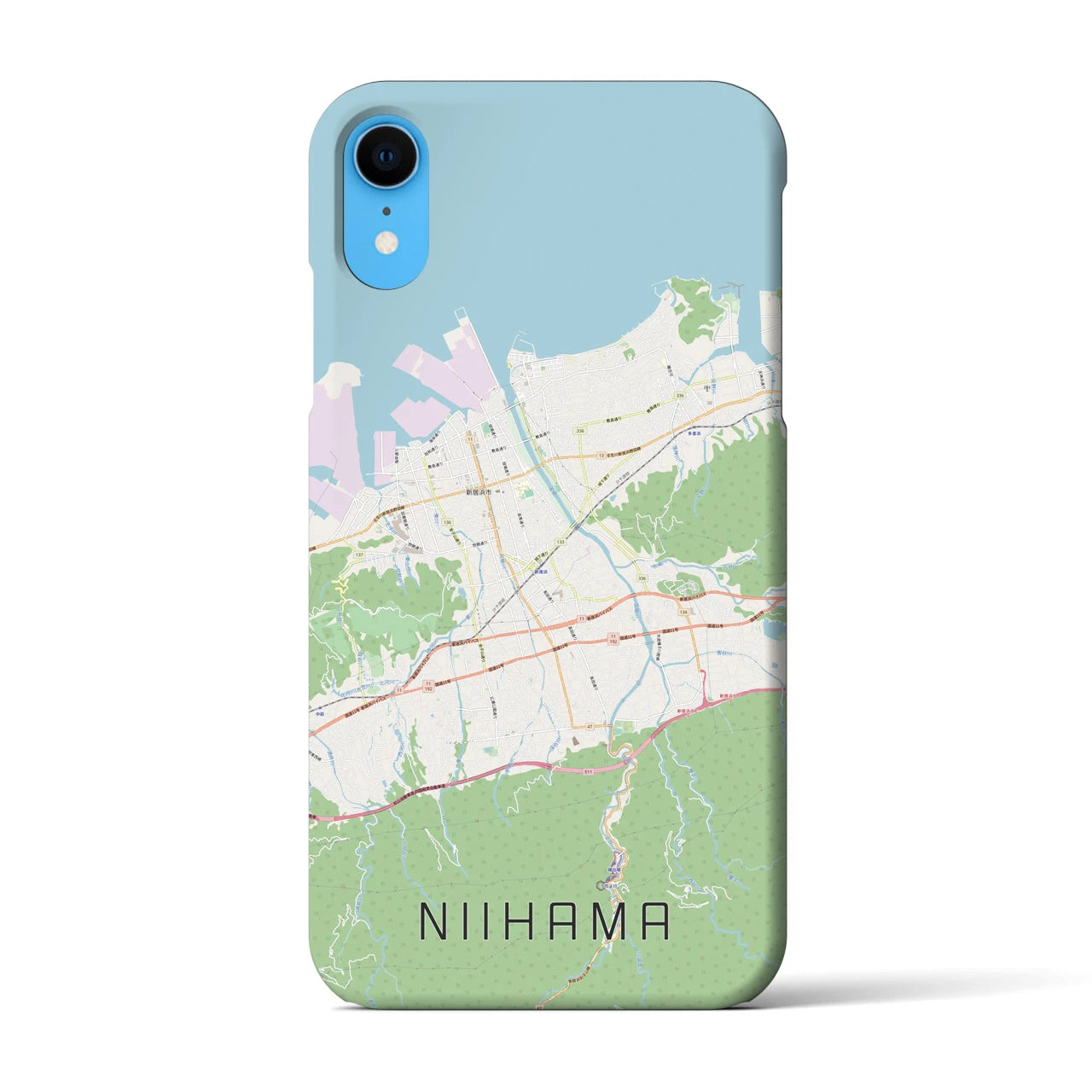 【新居浜】地図柄iPhoneケース（バックカバータイプ・ナチュラル）iPhone XR 用